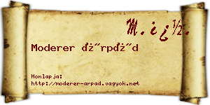 Moderer Árpád névjegykártya